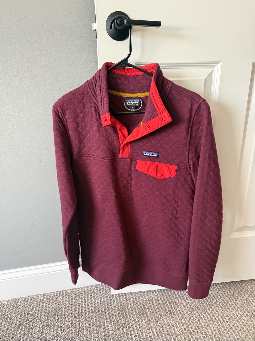 Patagonia Quilted Pullover - Burgundy with Red Accents